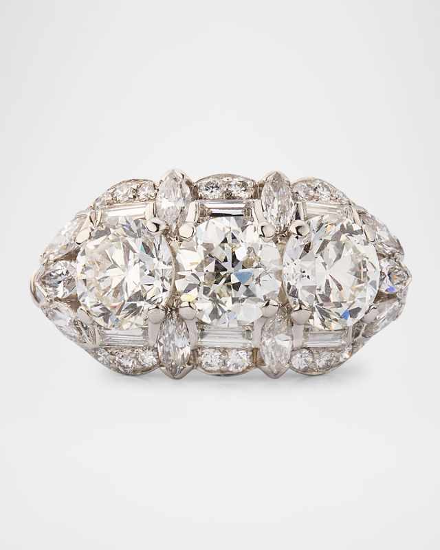 Estate Birks Platinum Diamond Princess Ring, Size